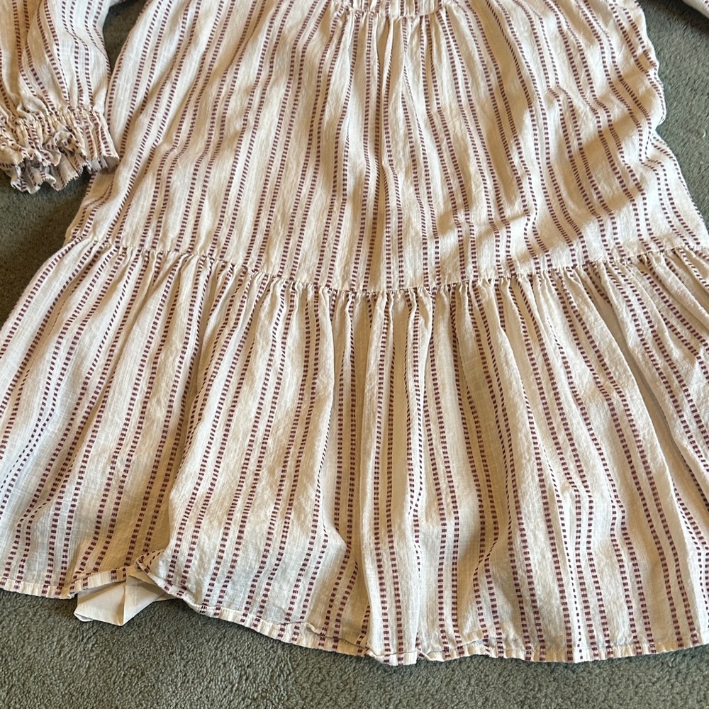 Elizabeth and James Women’s Cream and Burgundy Striped Dress - Picture 6 of 10